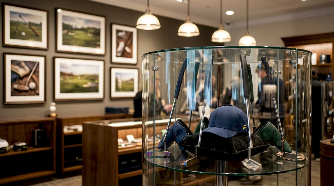 Limited edition golf gear on display table