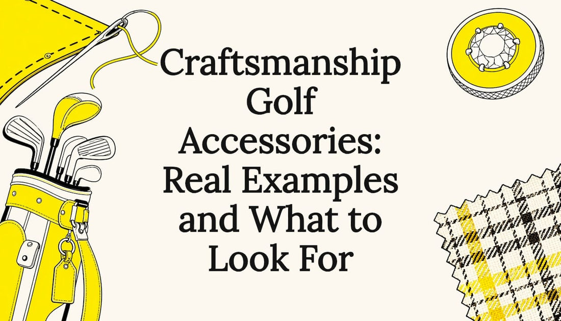 Decorative title card illustration with golf accessory motifs