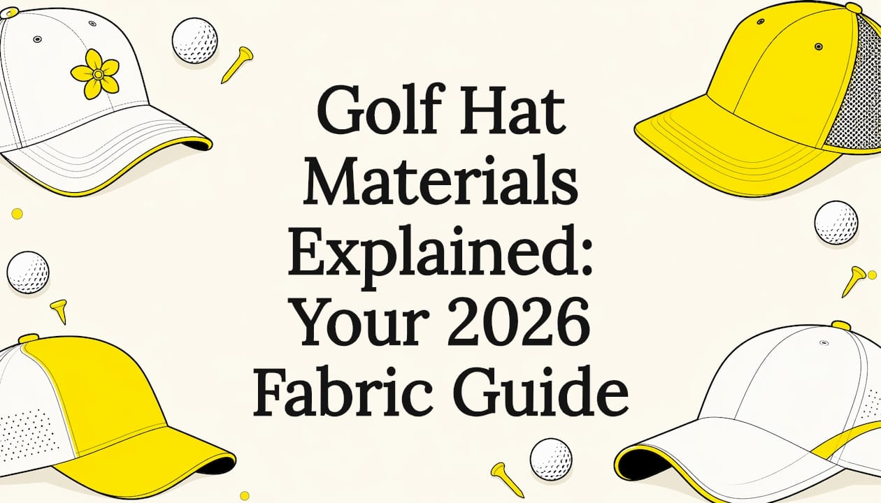 Decorative golf hat title card illustration