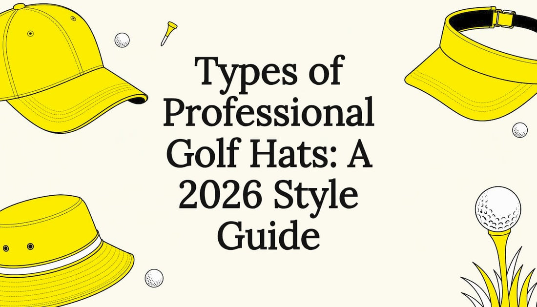 Decorative golf hats title card illustration