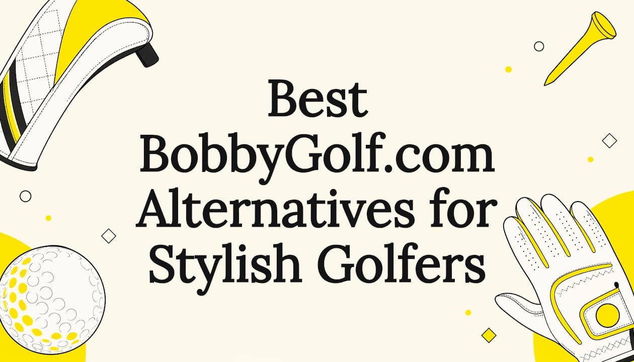Decorative golf gear illustration framing title
