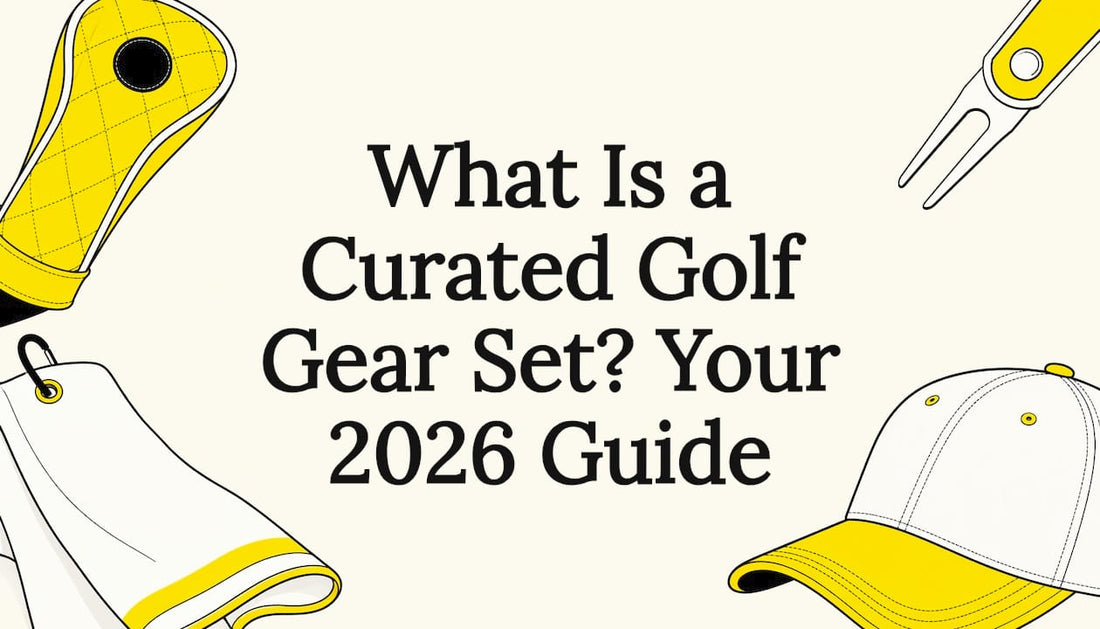 Decorative golf gear title card illustration