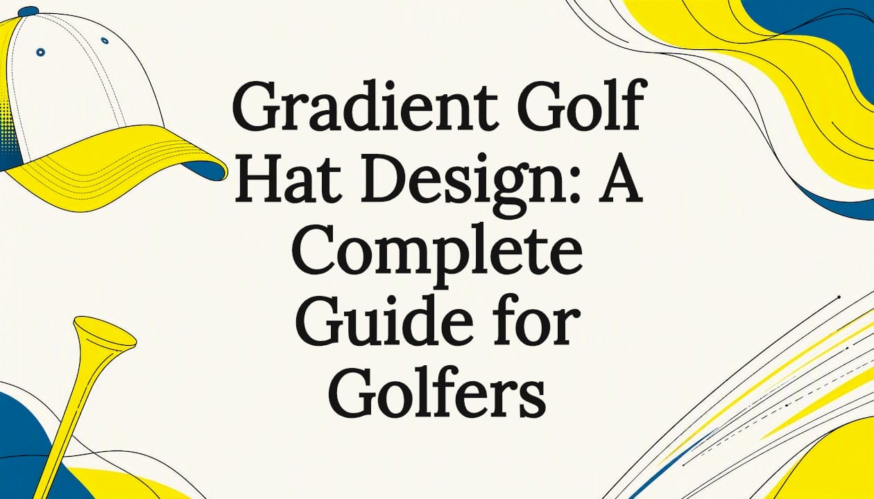 Decorative title card illustration for gradient golf hat design article