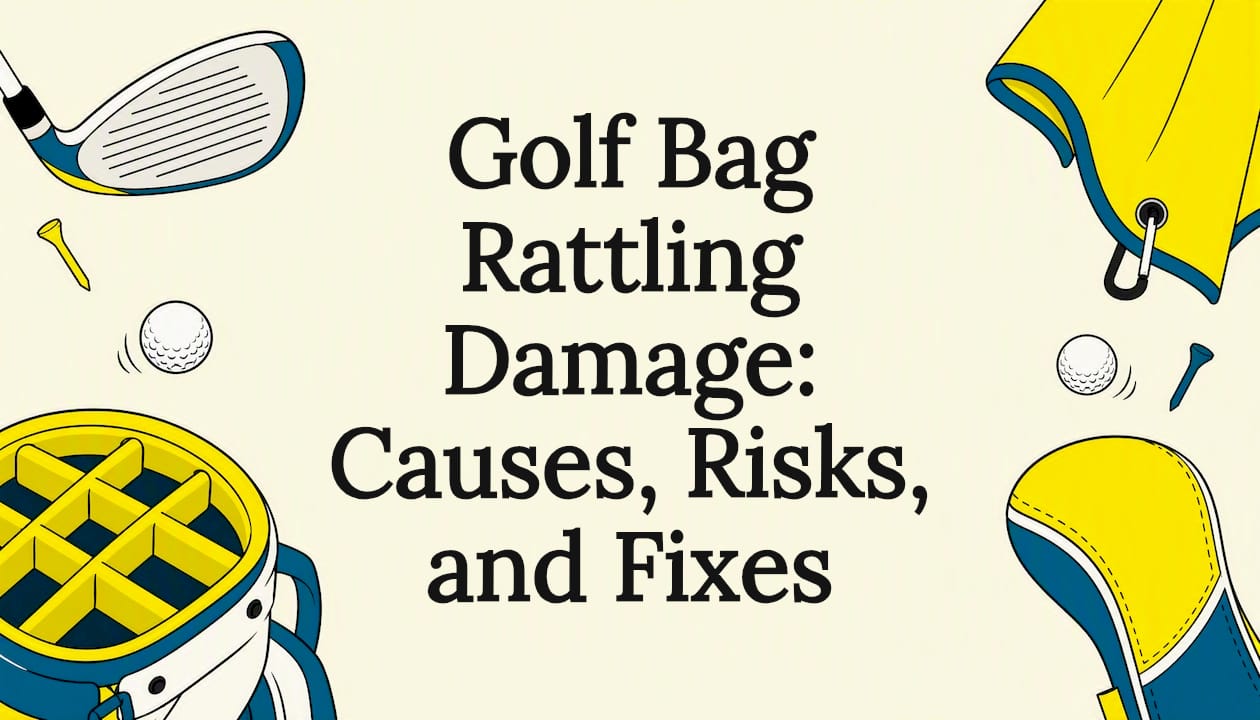 Decorative golf gear protection title card illustration