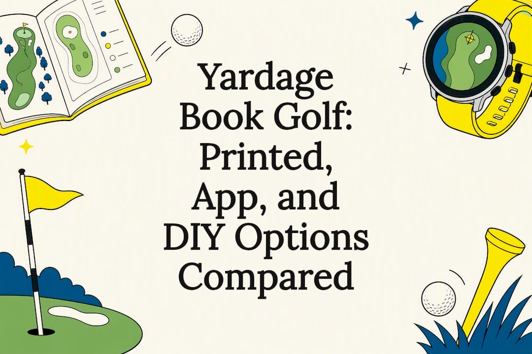 Decorative golf yardage book title card illustration