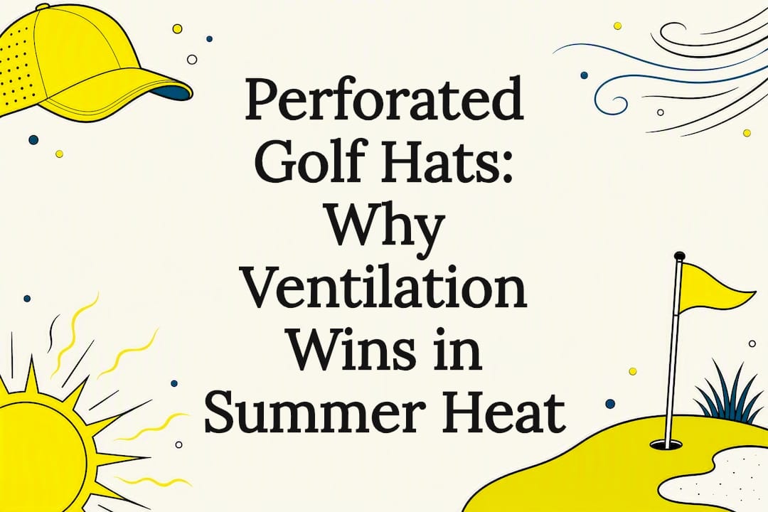 Decorative title card illustration for golf hat ventilation