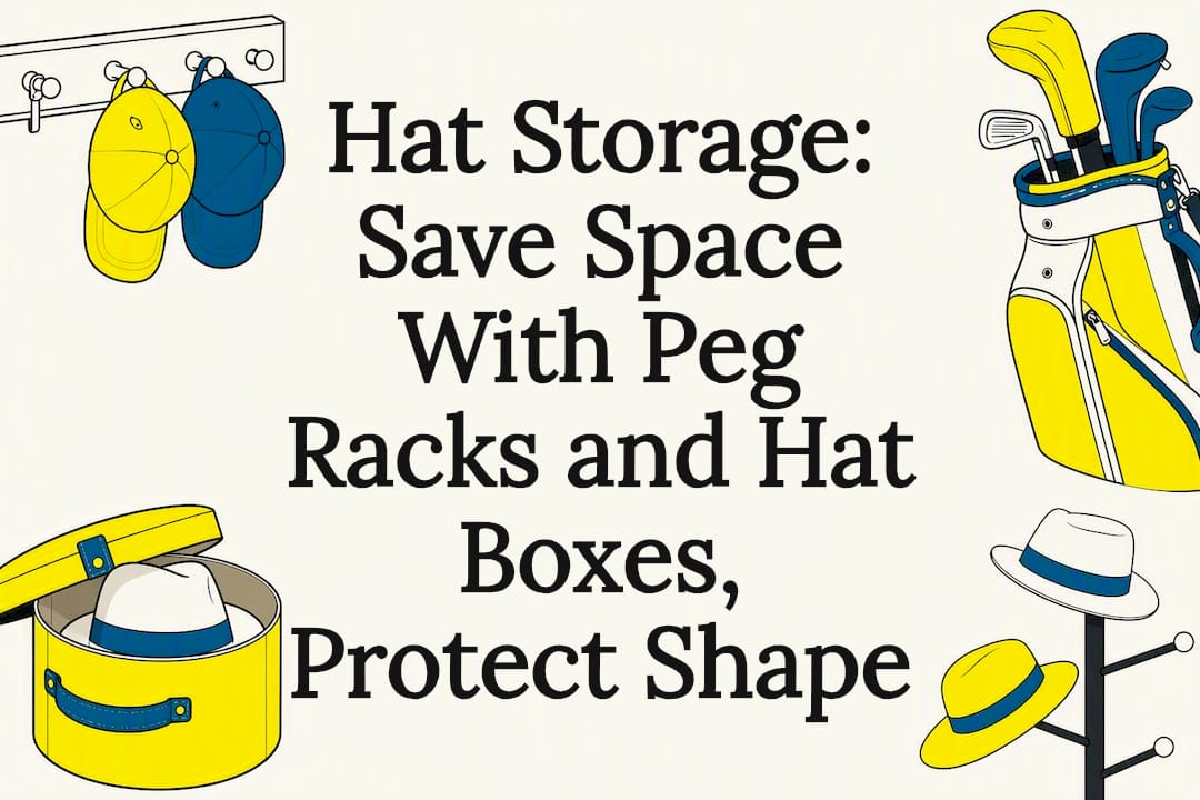 Decorative title card illustration for hat storage article