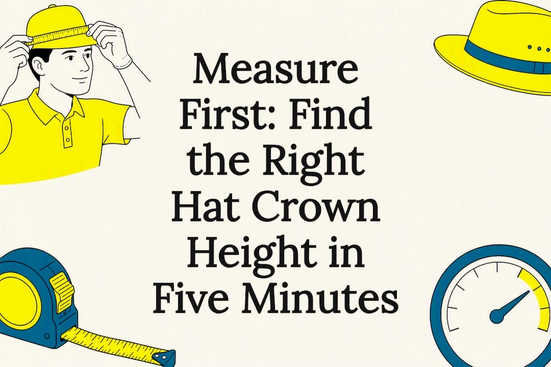 Decorative title card illustrating hat crown height measurement