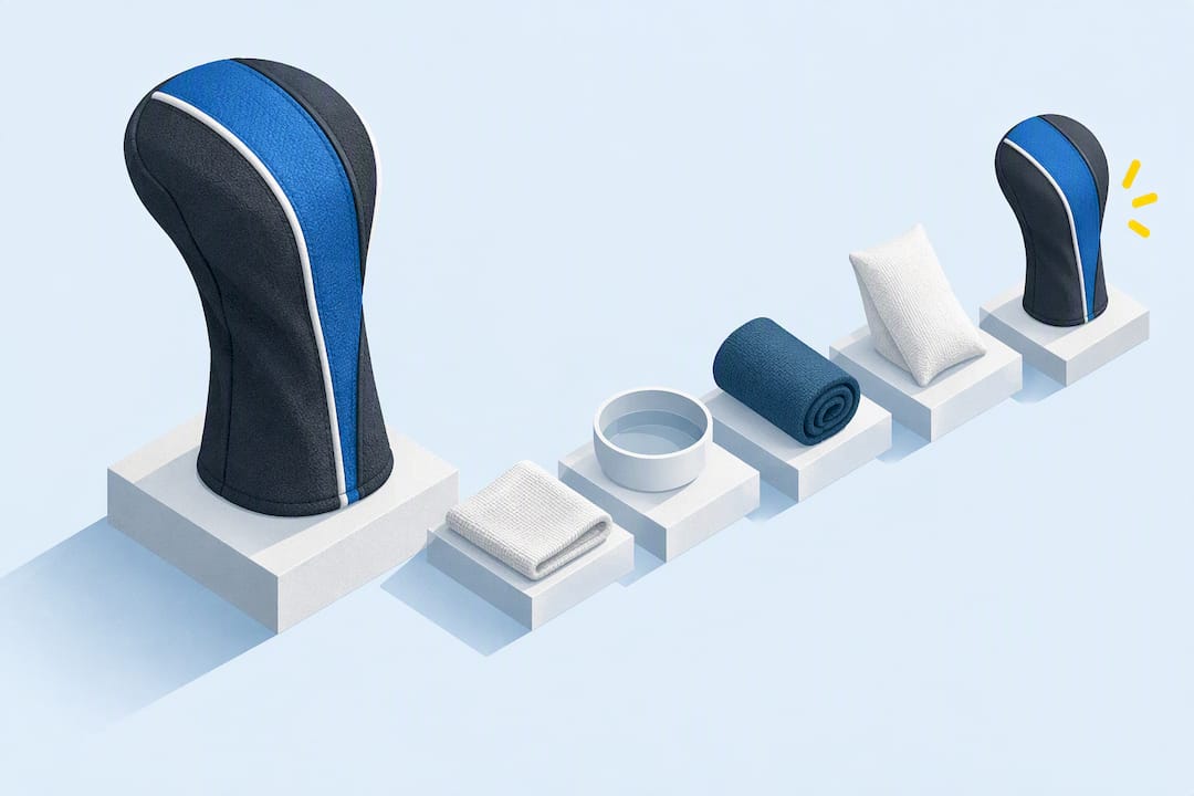 Abstract illustration of reshaping a stretched headcover