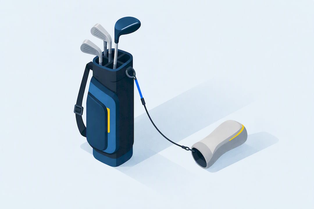Geometric cover tethered to a golf bag